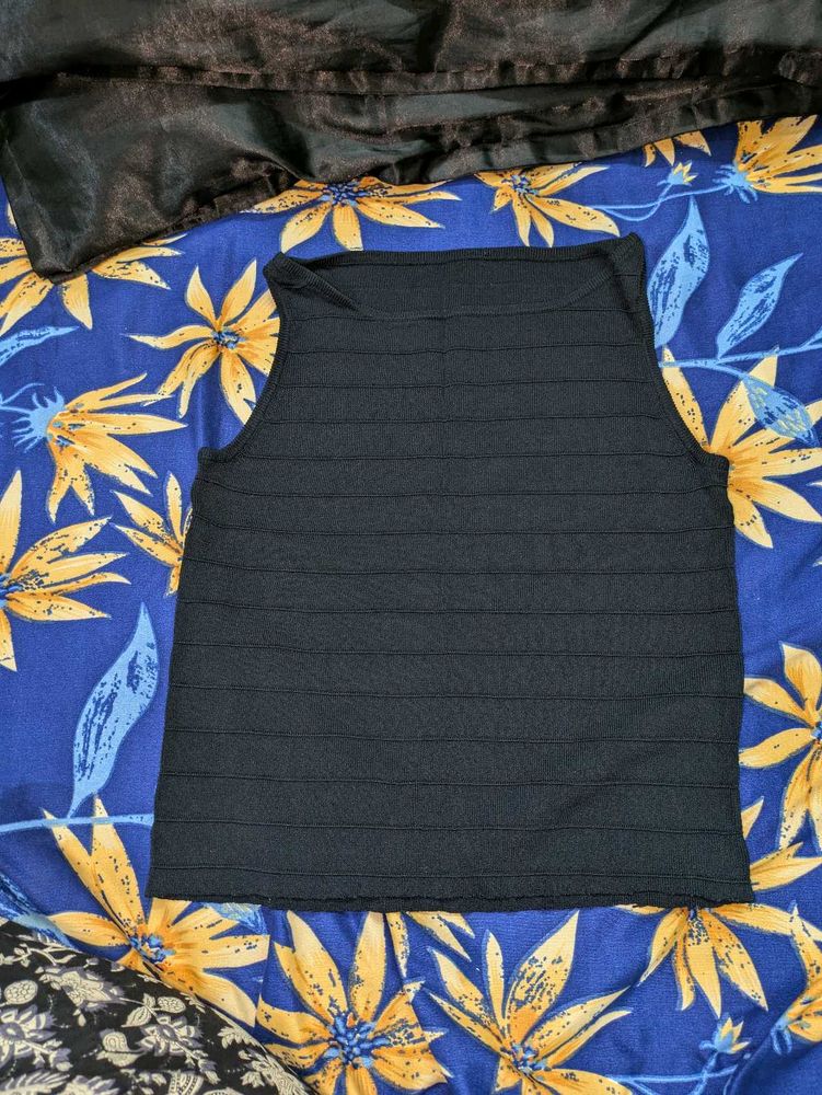 Black Ribbed Tank Top