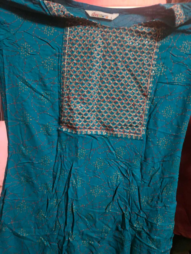Embroidered Teal Kurta