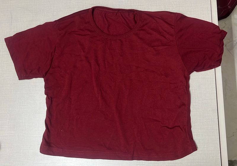 Maroon Crop Tshirt