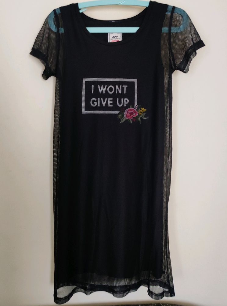 Black Round neck T-shirt Dress