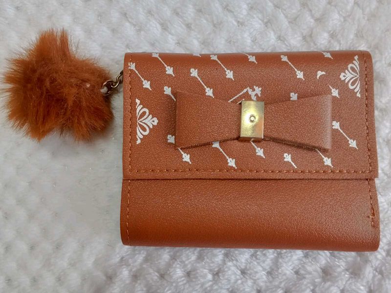 Brown Wallet with Bow Detail