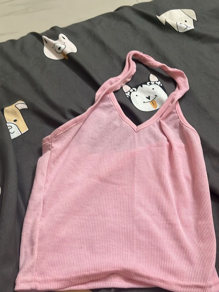Pink Halter Tank Top