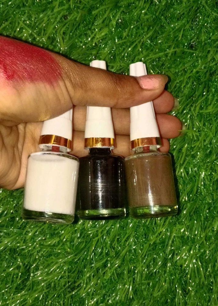Nail Polish Set - White, Black, &amp; Brown