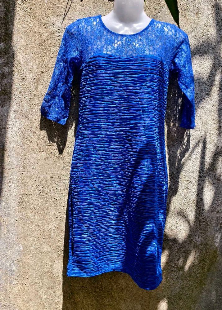 SHINY DARK BLUE BODYCON