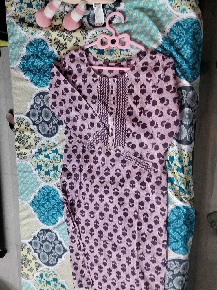 Purple Patterned Kurta With Trouser(Formal Ethnic)