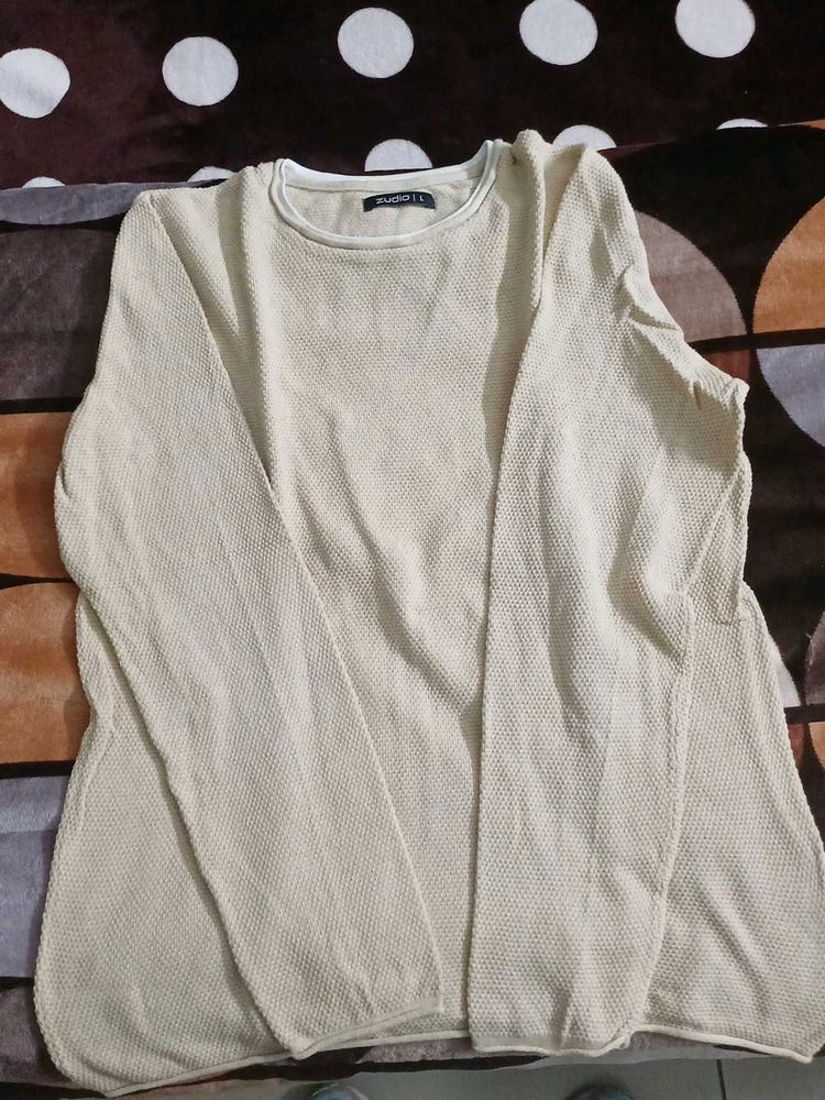 Beige Knit Long Sleeve Top