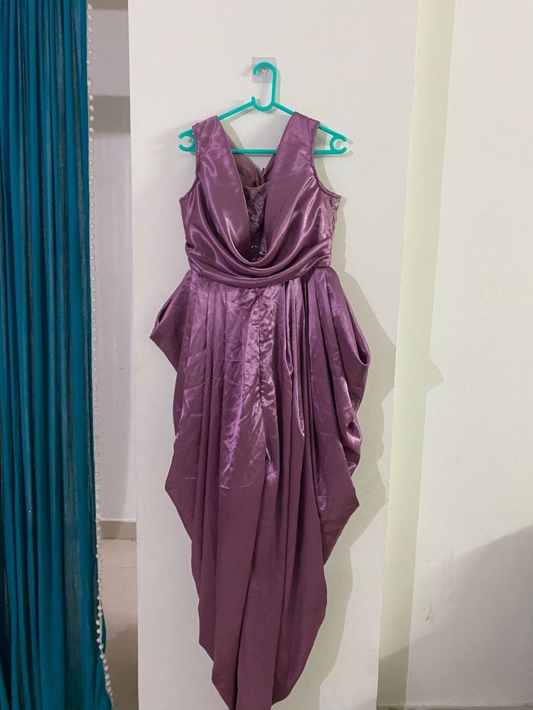 Elegant Purple Dhoti Style Dress