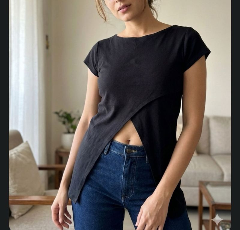 Beautiful Cutout Black Tee