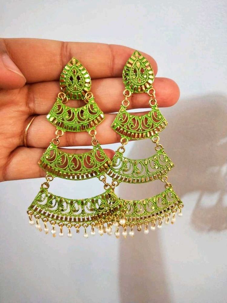Green Dangle Earrings