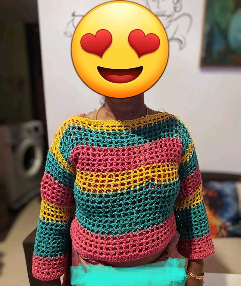 Handmade Striped Crochet Sweater