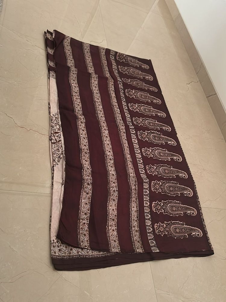 Coffee Brown  &amp; Cream  silk Saree
