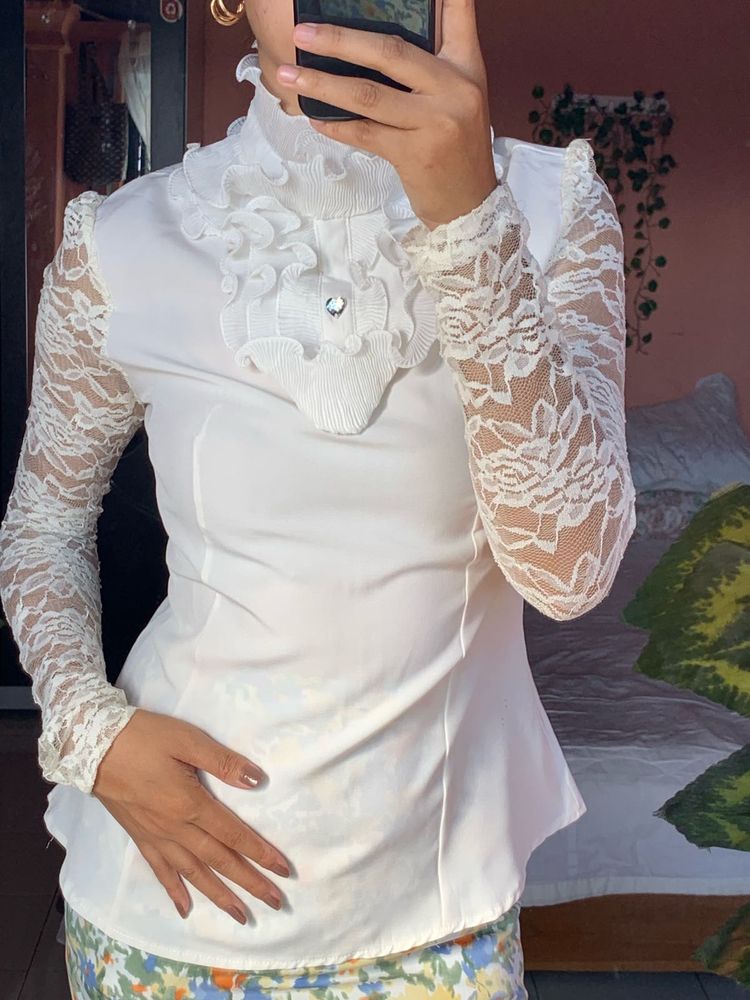 Formal White Lace Top
