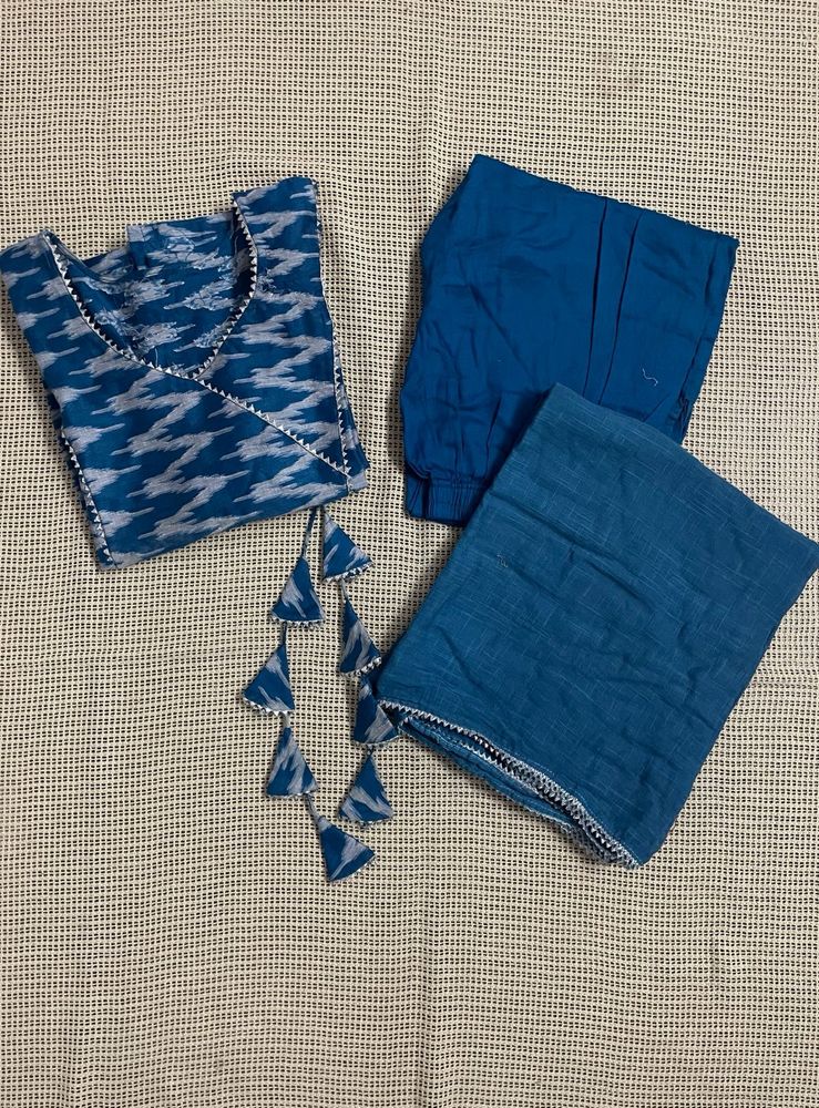 Blue Ikat Print Kurta Set