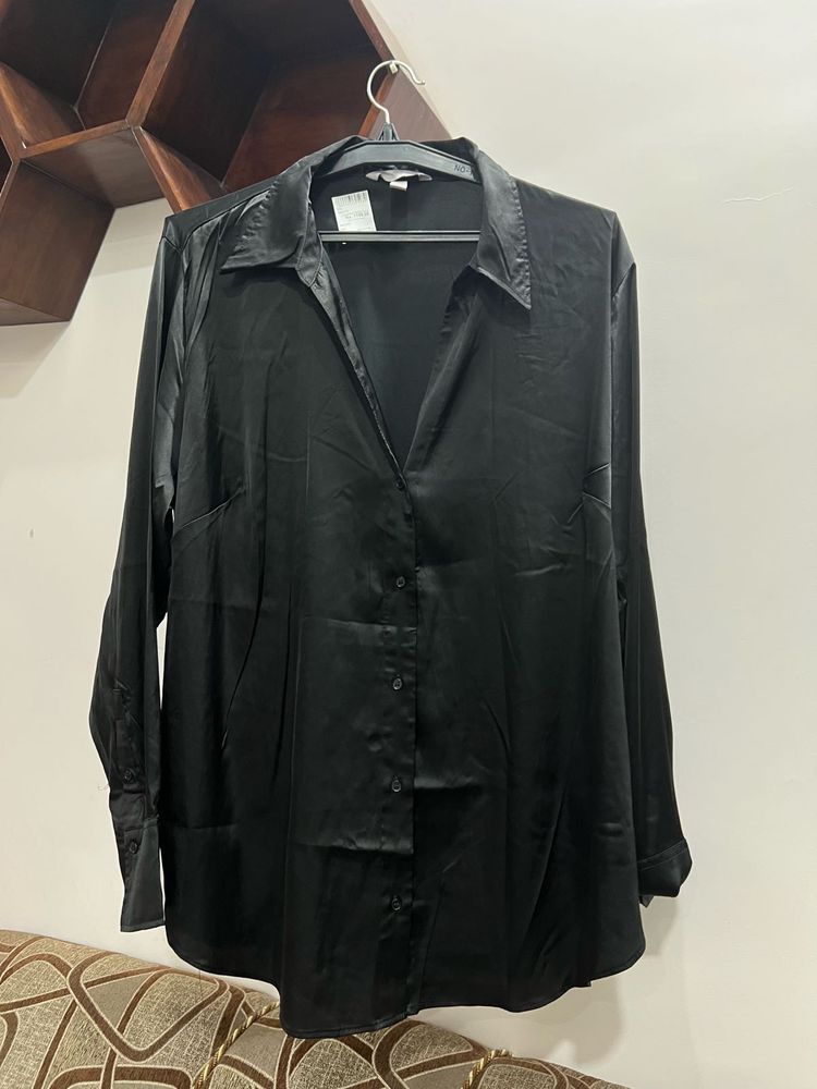 H&amp;M Black Satin Shirt