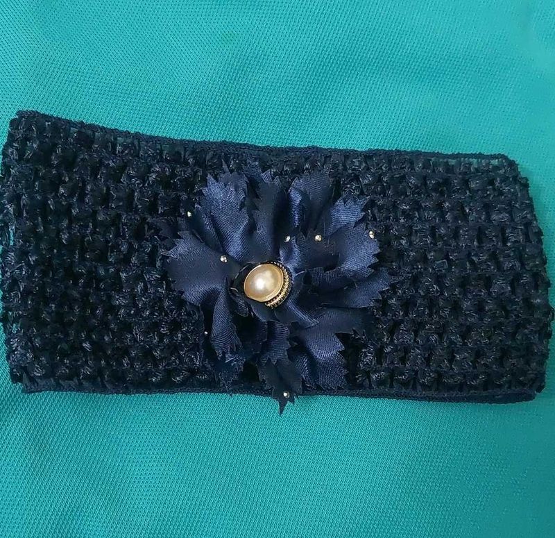 Navy Blue Flower Headband