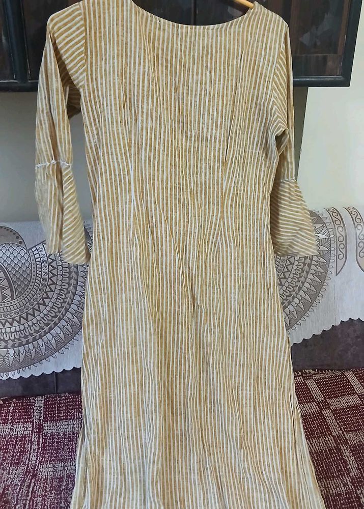 Striped Midi Dress with Bell Sleeves