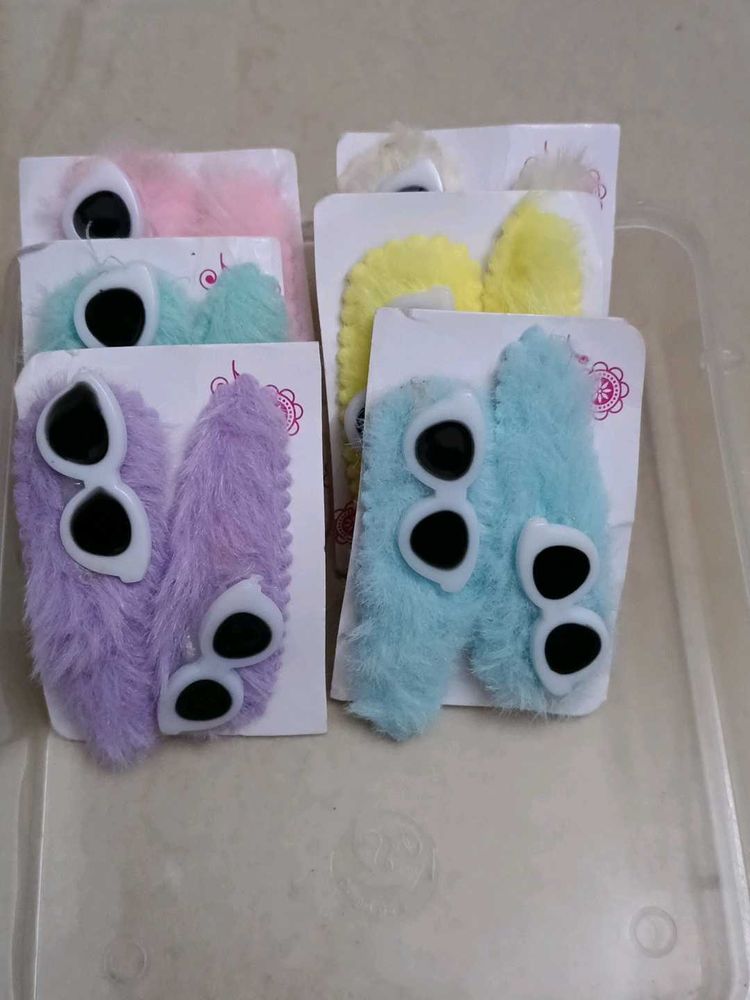 Fuzzy Sunglasses Hair Clips