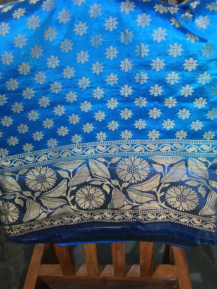 Blue &amp; Gold Floral Fabric