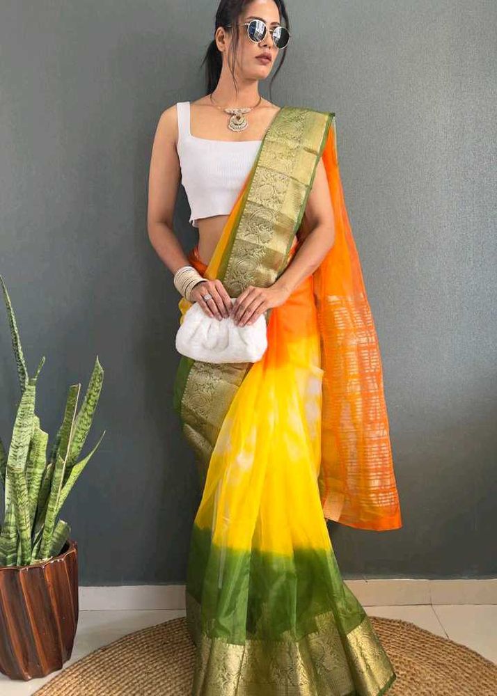 New Multicolour Organza Saree
