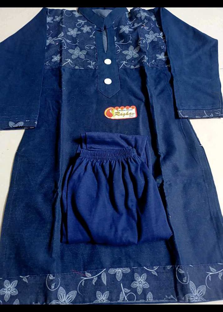 new denim kurta set