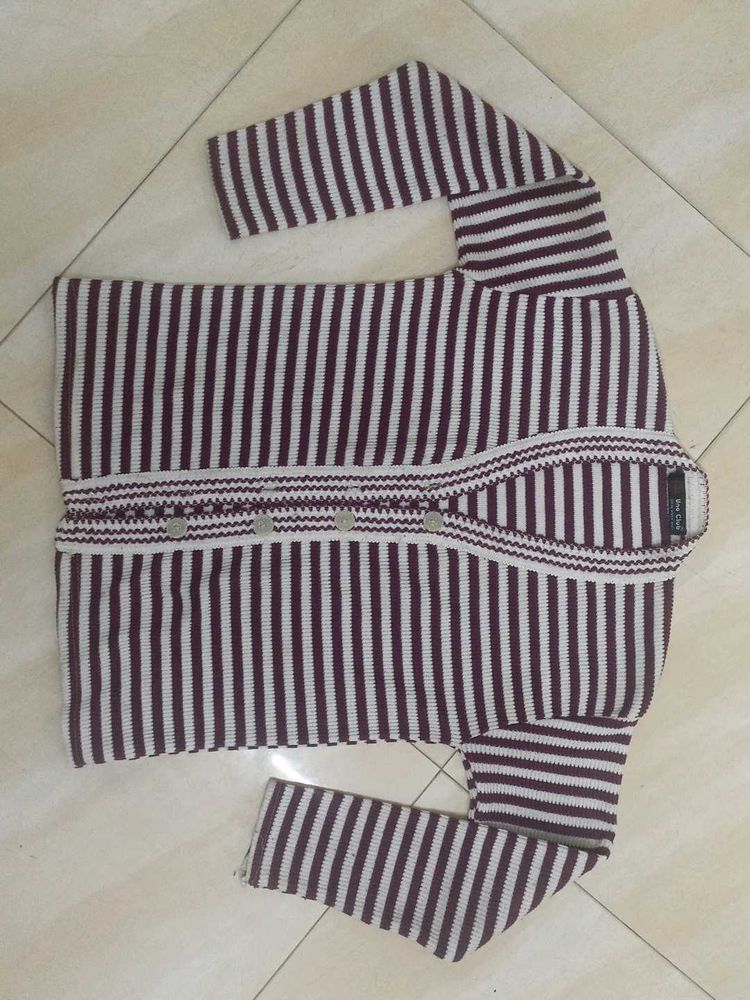 Purple With White Lined Sweater