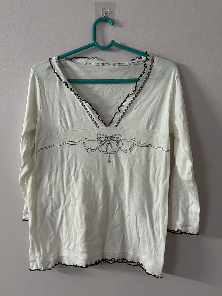 white bow y2k top