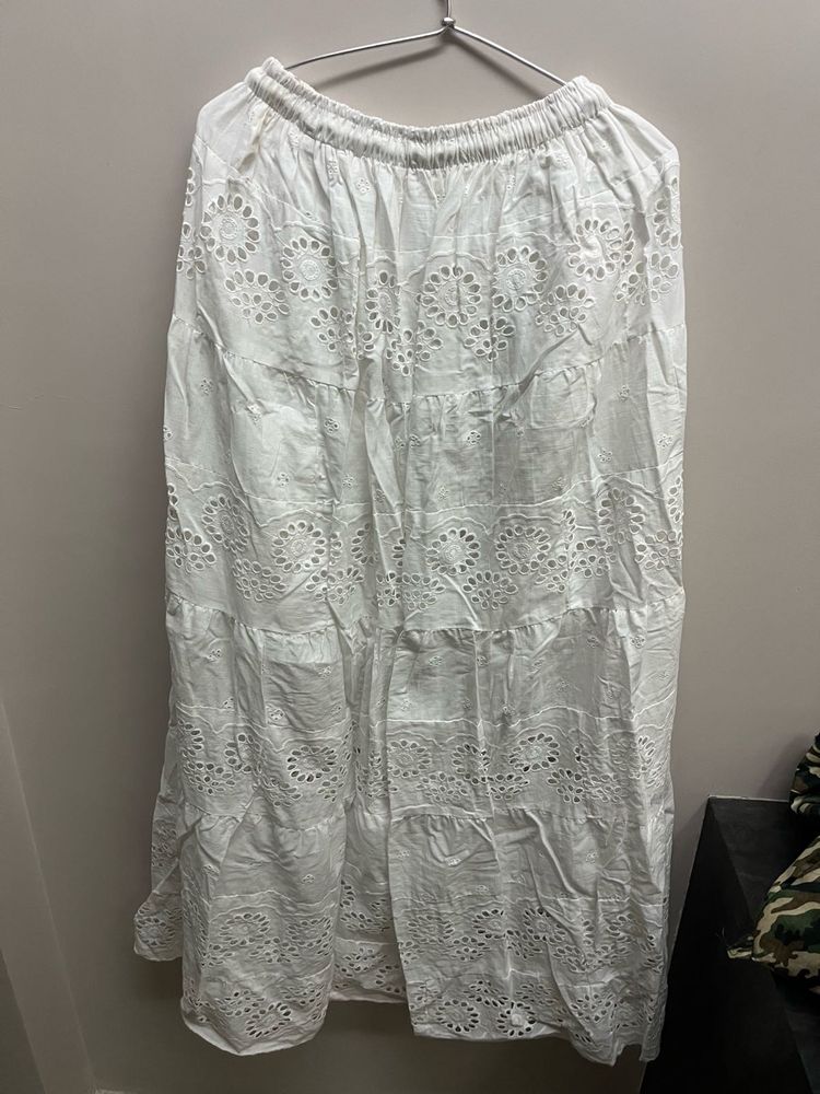 White Eyelet Maxi Skirt
