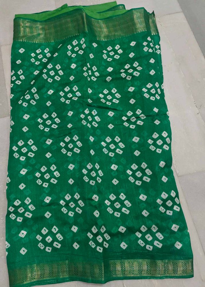 Beautiful Brand New Green Poly Cotton Saree