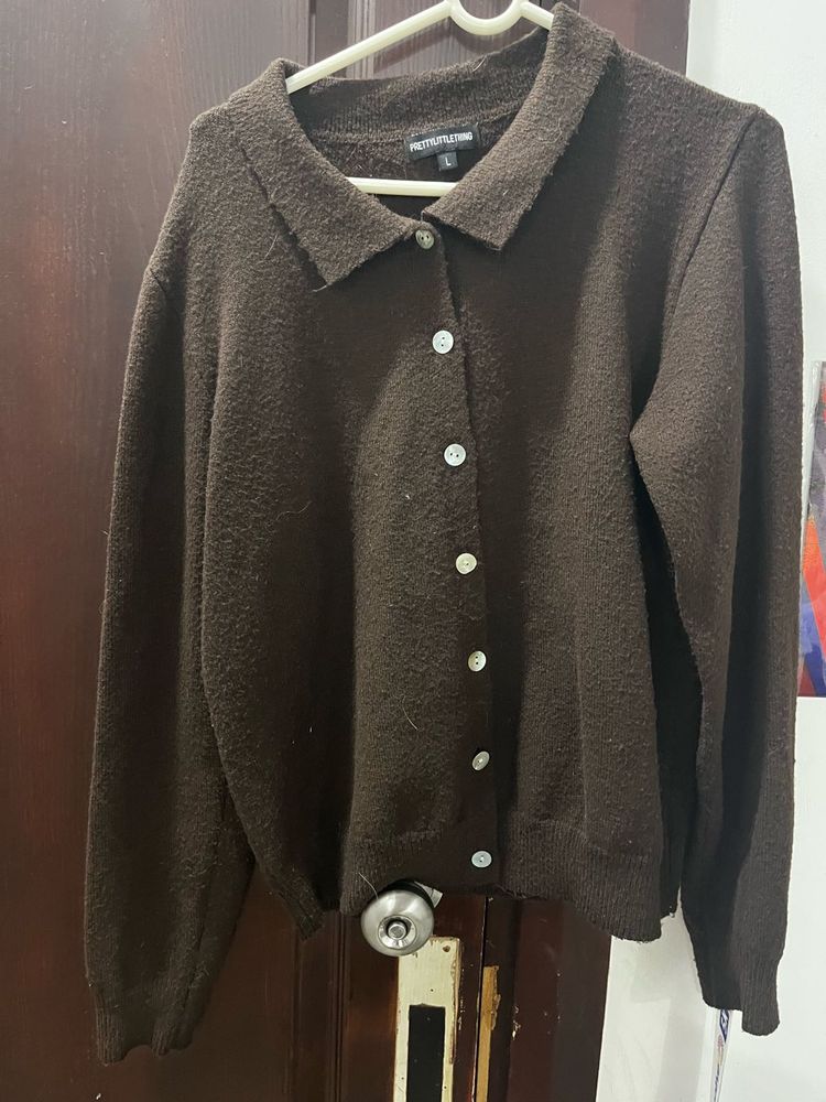 PLT Brown knit cardigan