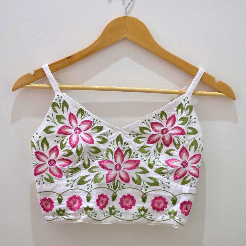 Embroidered Floral Crop Top