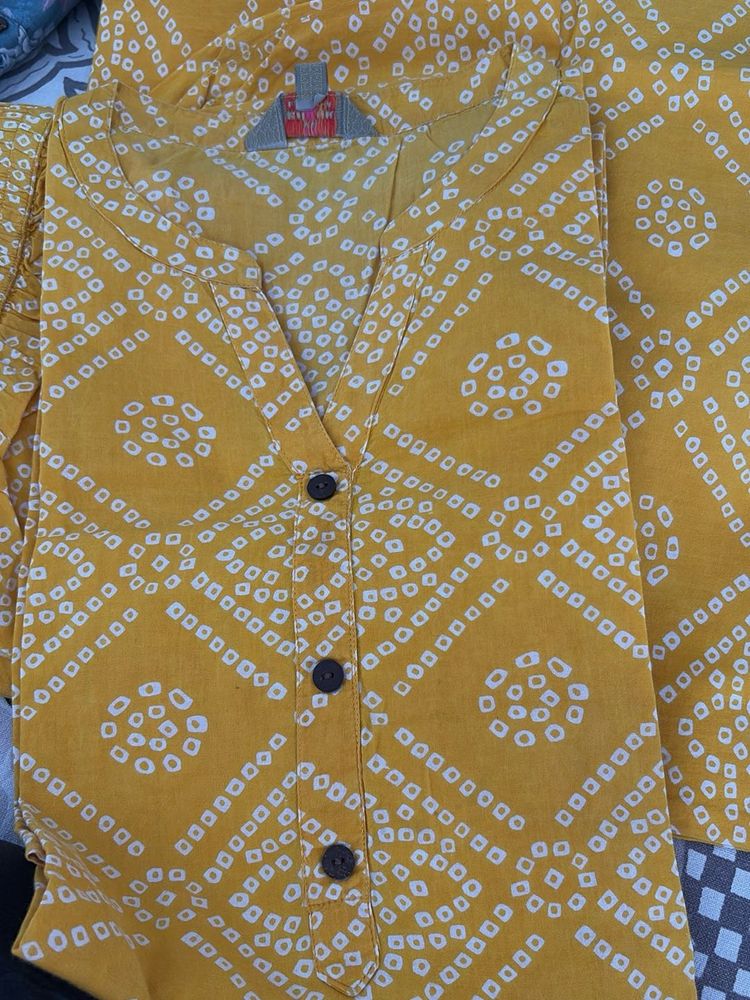 Yellow Patterned Kurti