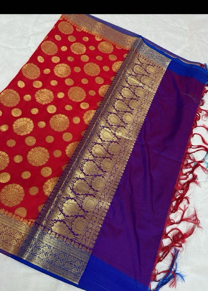 Brand new bright red banarasi dupatta