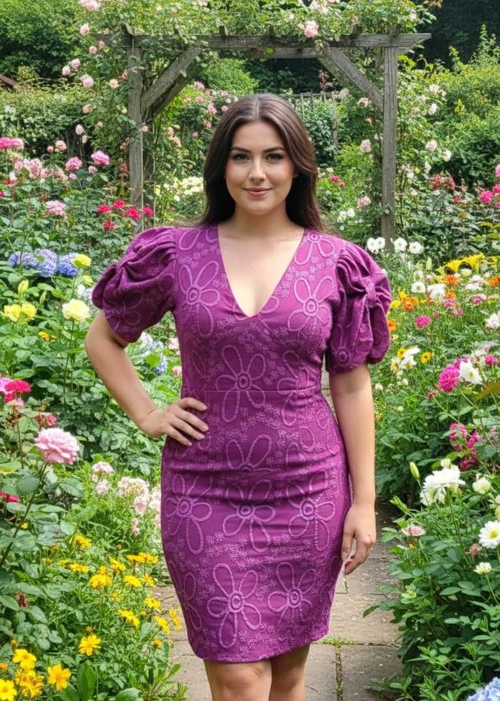 Floral Print Purple Dress