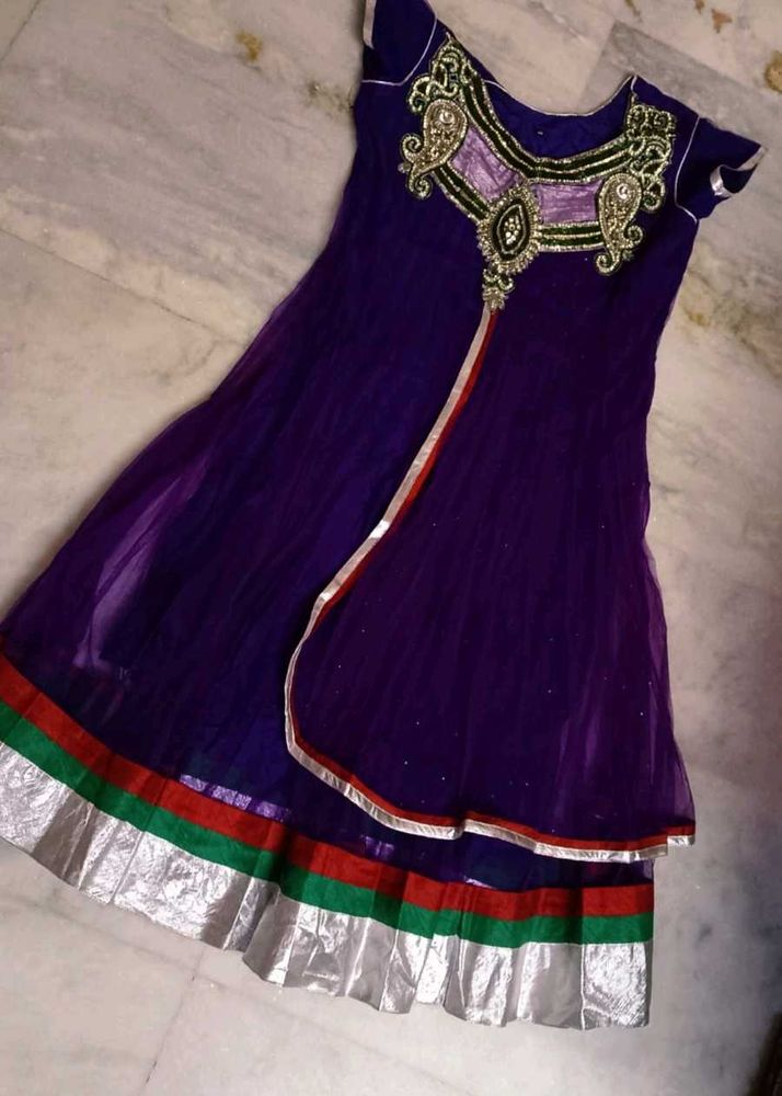 Purple Embroidered Anarkali Kurta