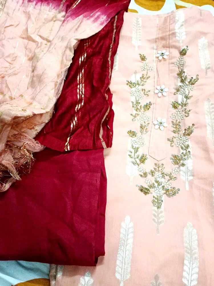 Beautiful Party Wear Unstitched Suit for Sale
