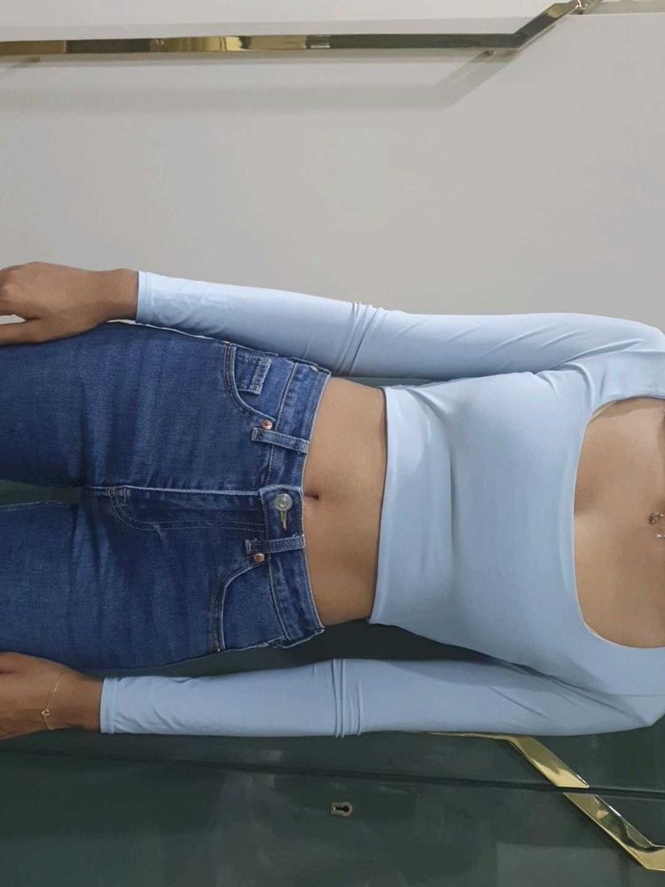Cute Blue Crop Top