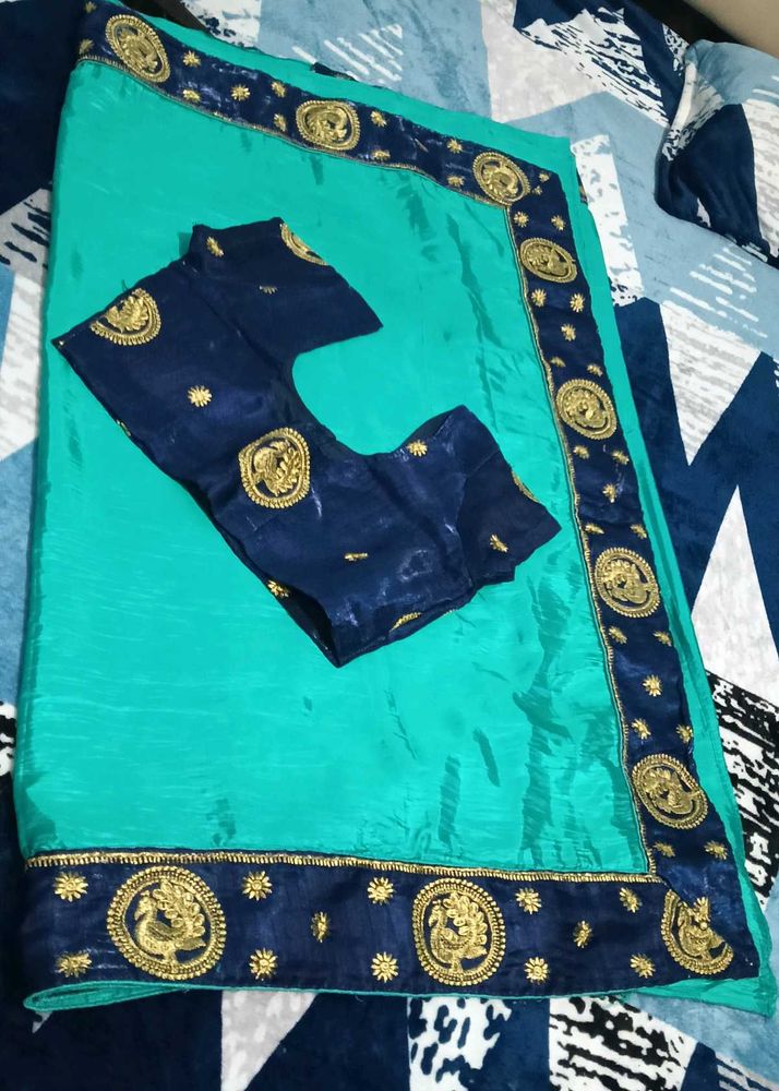 Blue &amp; Green Saree with Blouse