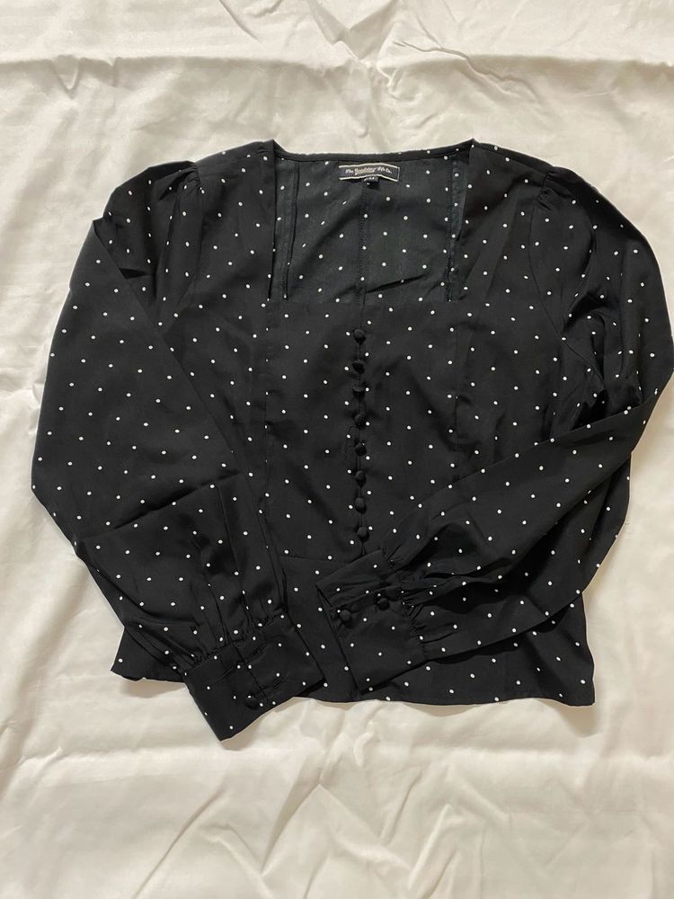 Polka Dot Long Sleeve Blouse