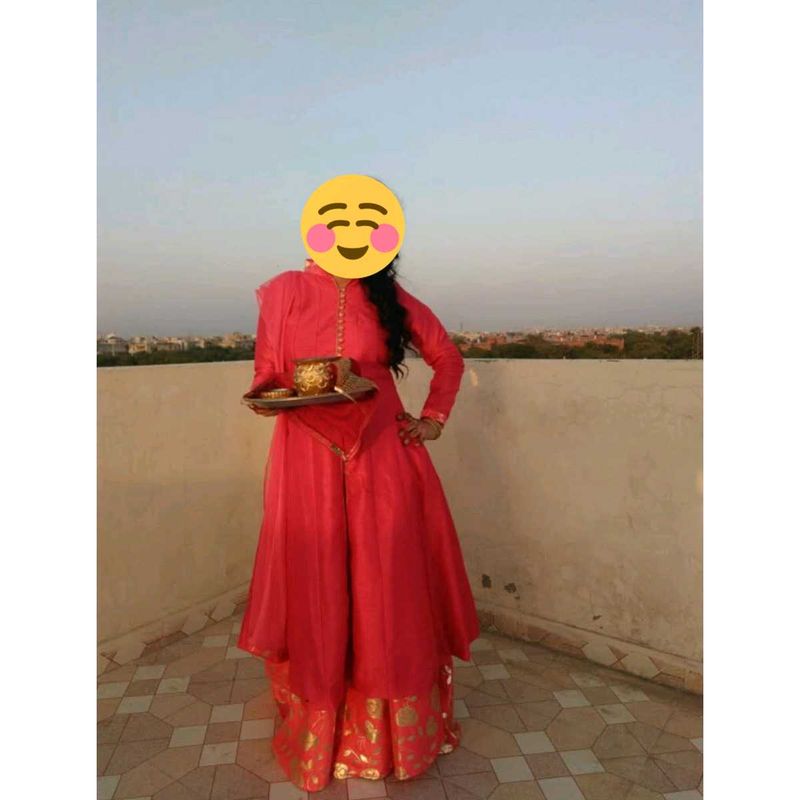 Red A Line Suit With Skirt Size 36 (Alterable)