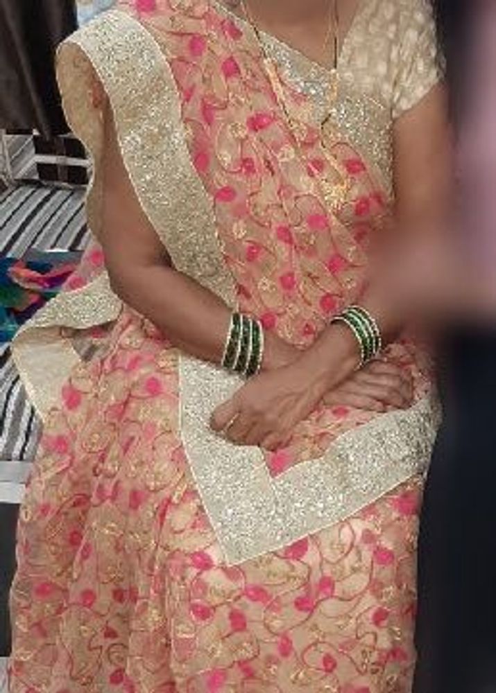 Elegant Floral Saree with Silver Border