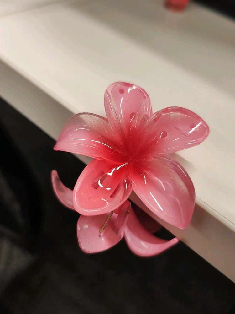 Premium Pink Flower Hair Clip