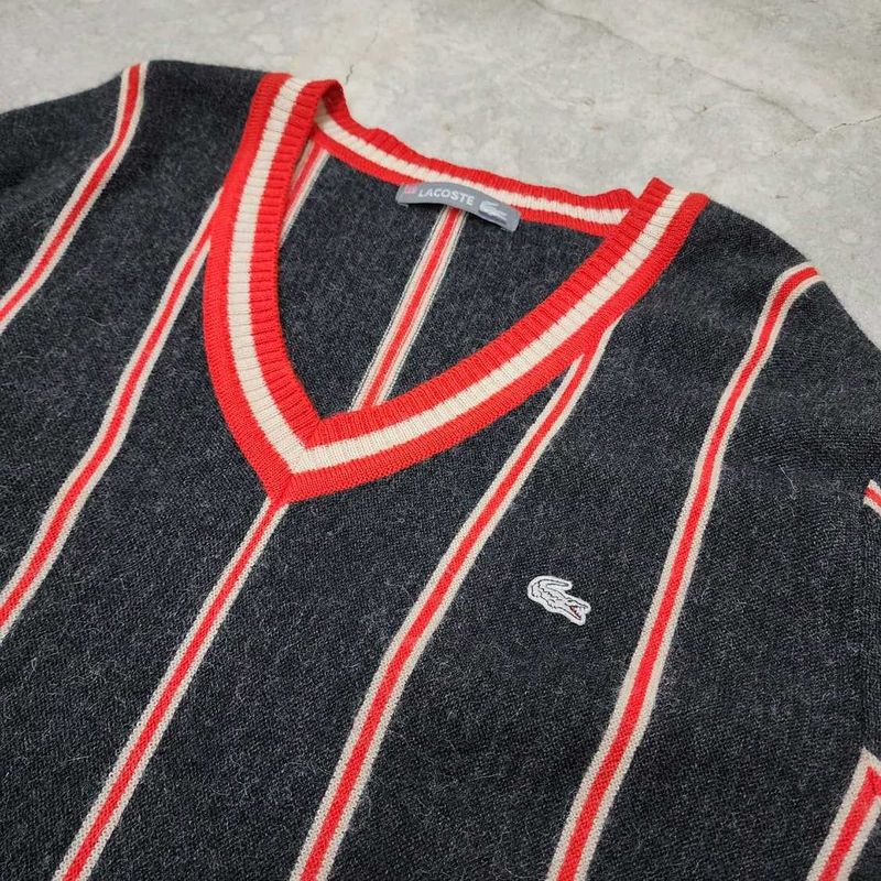 Lacoste V-neck Striped Knit