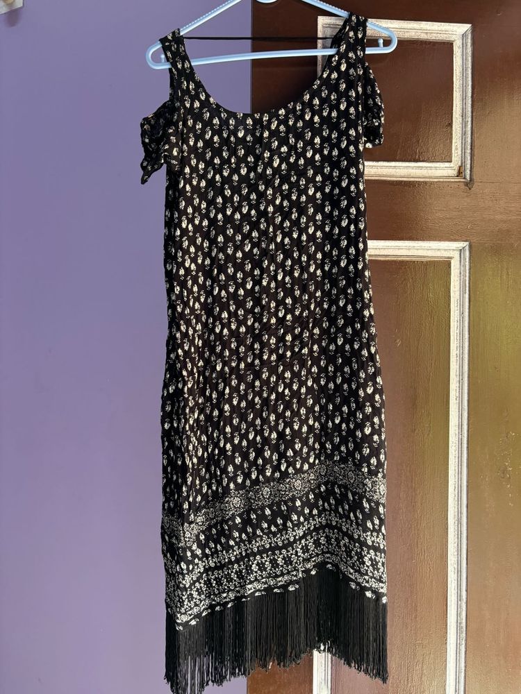 Boho Fringe Cold Shoulder Kurta
