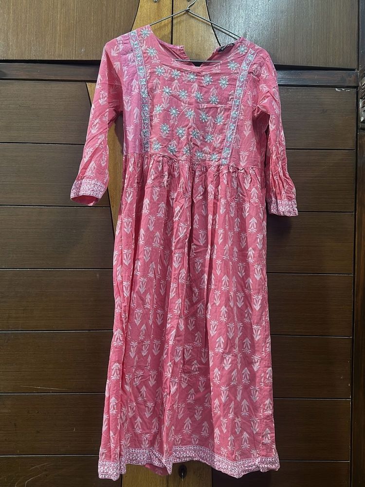 Pink Floral Print Kurta