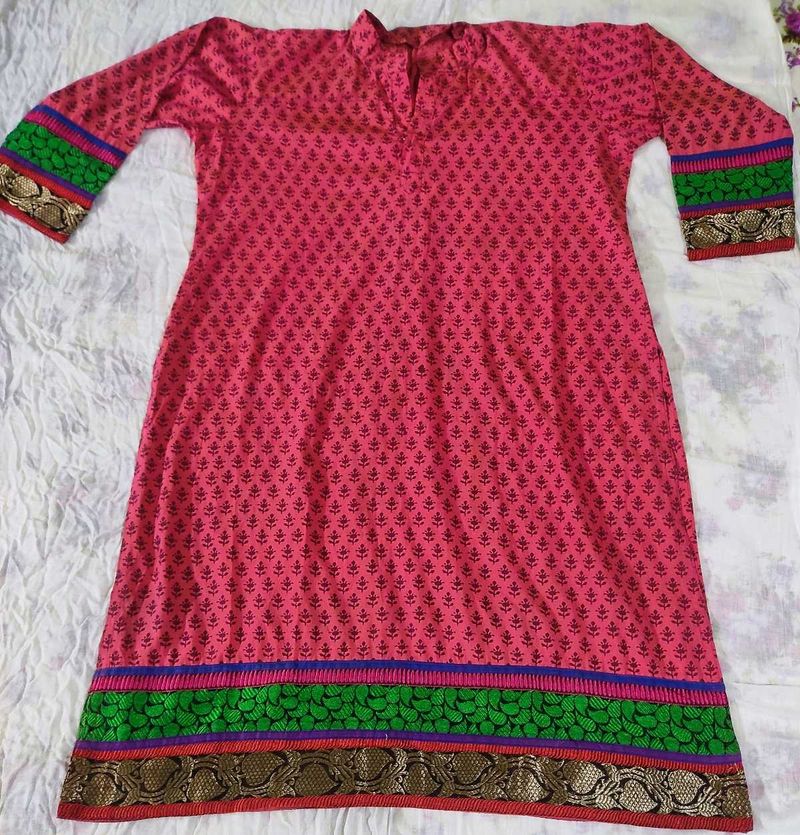 Elegant Dark Pink (Rani Colour) Printed Kurta