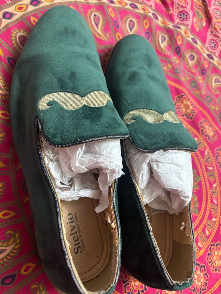 Green Velvet Loafers