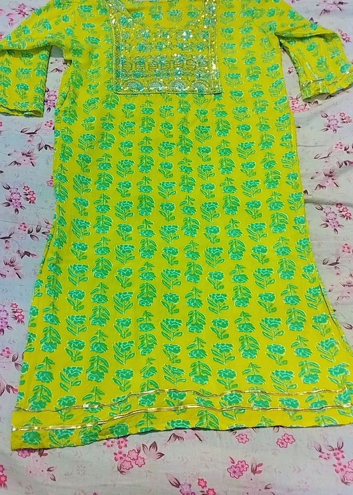 Yellow Green Kurti
