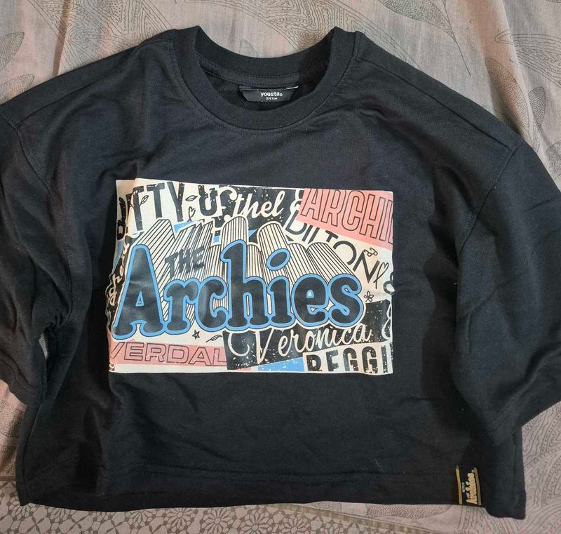 The Archies Cropped TeeSoft black cotton tee