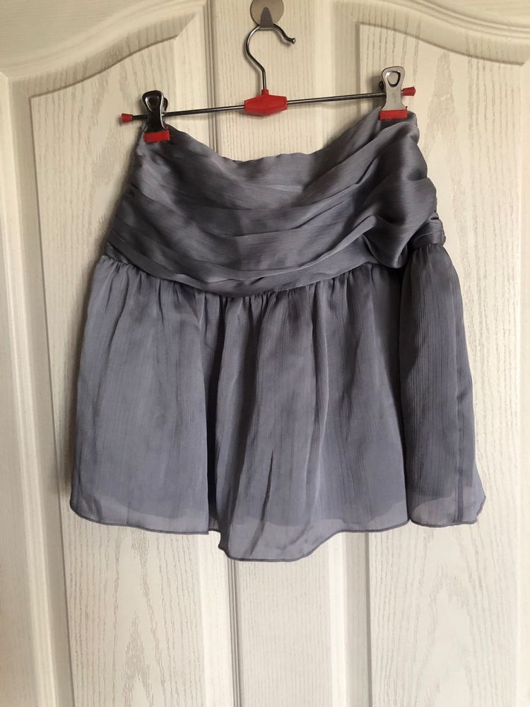 Gray Silk Mini Skirt