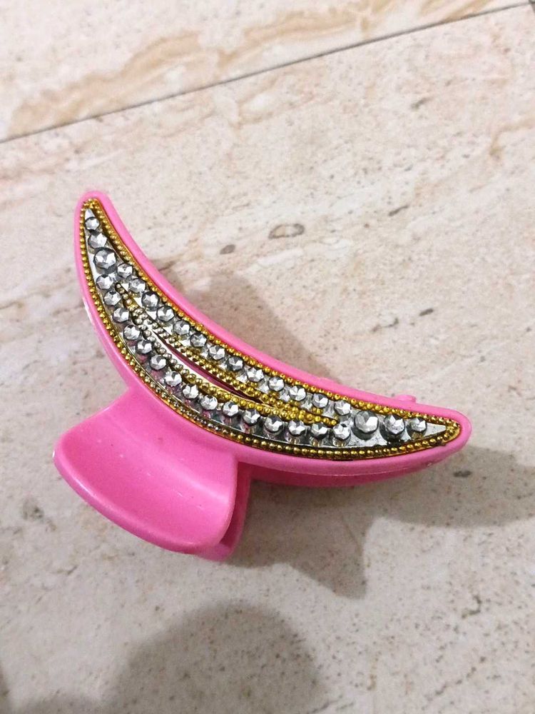 Pink Rhinestone Hair Claw Clip